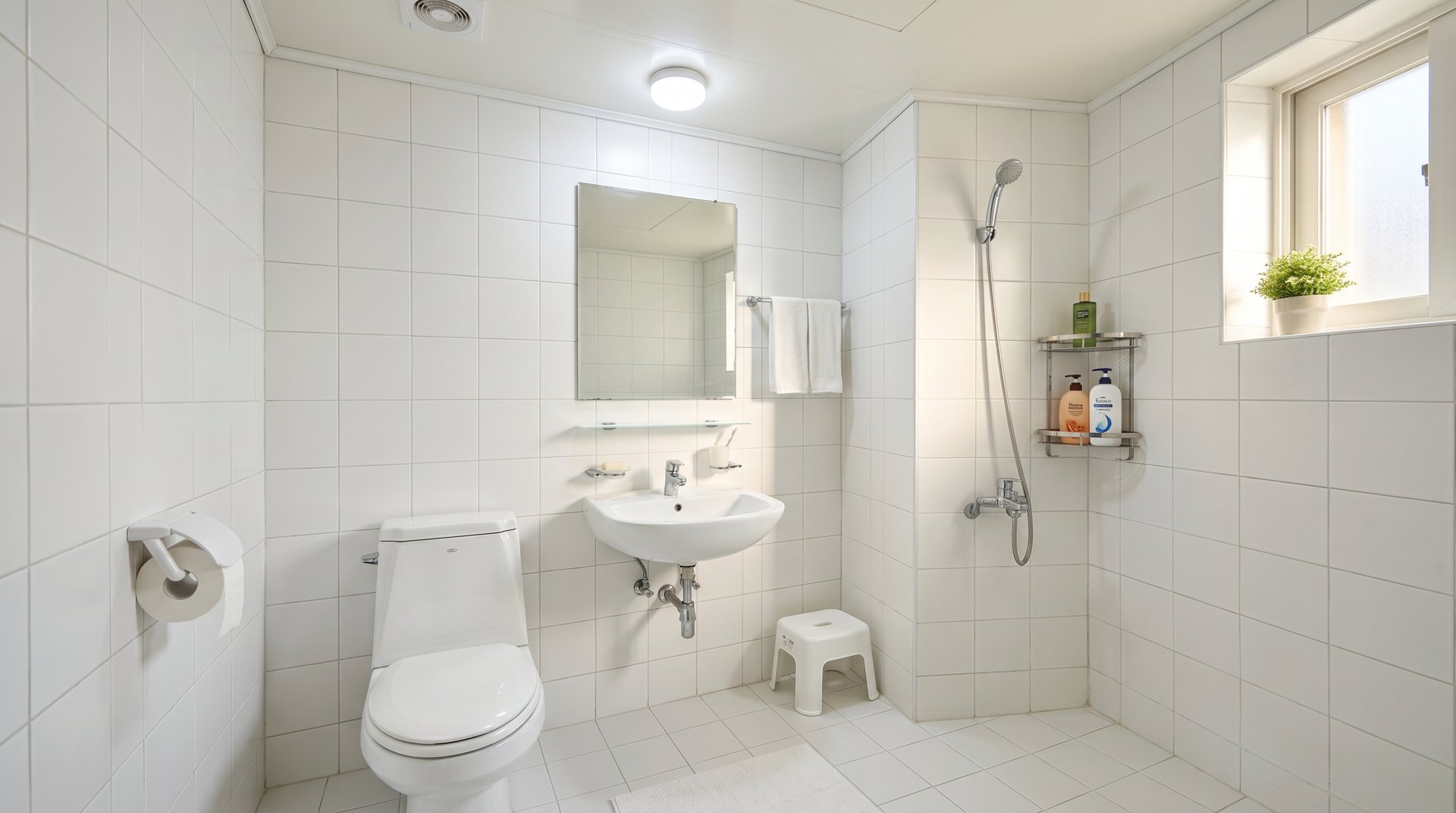 양변기를 새로 설치한 욕실